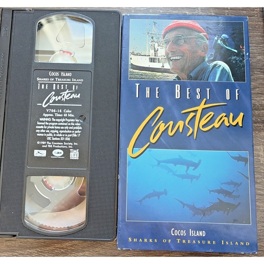 VHS Video Tape The Best Of Cousteau JACQUES-YVES Cocos Sharks of Treasure Island